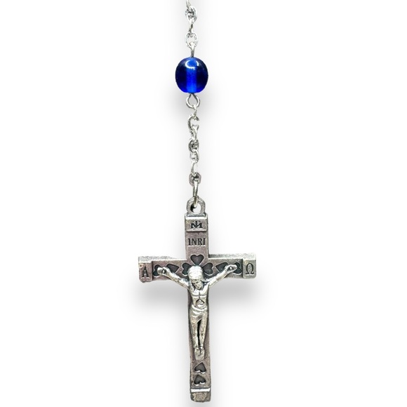 Cobalt Blue Glass Rosary - Picture 3 of 7